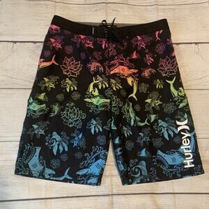 Hurley Koi Fish Mens Size 20/30 Waist Swim Board Shorts Surf Beach Pockets